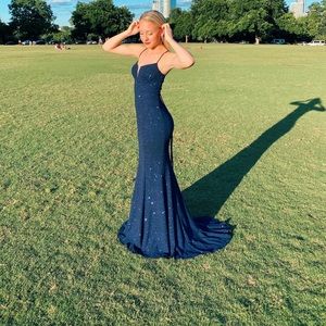 Dark Navy Prom Gown